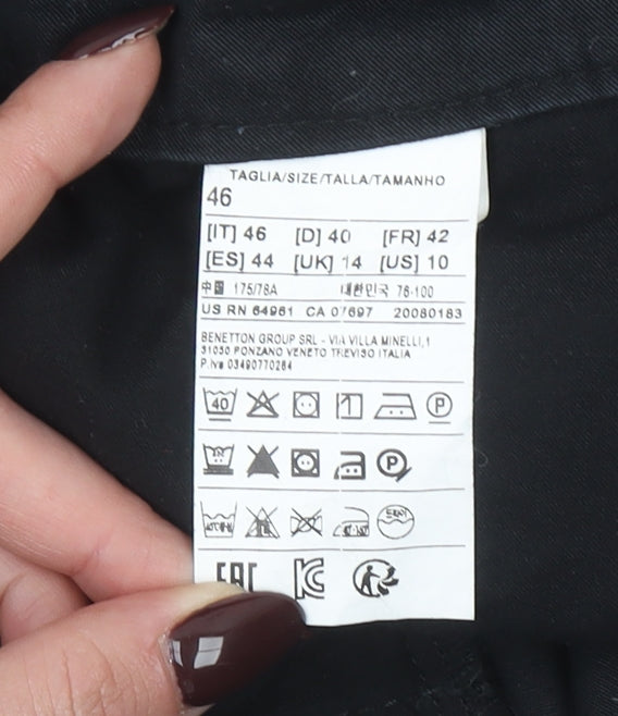 United Colors of Benetton Women Black Chino Trousers Size UK 14
