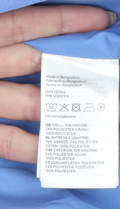 H&M Women Blue Regular Fit Notch Lapel Single-Breasted Blazer Size 16