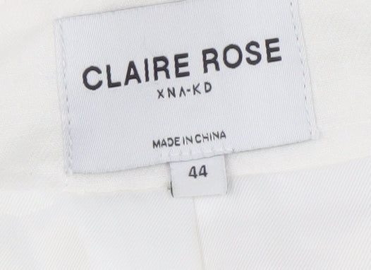 Claire Rose Women White Linen Blend Regular Fit Blazer Size 16