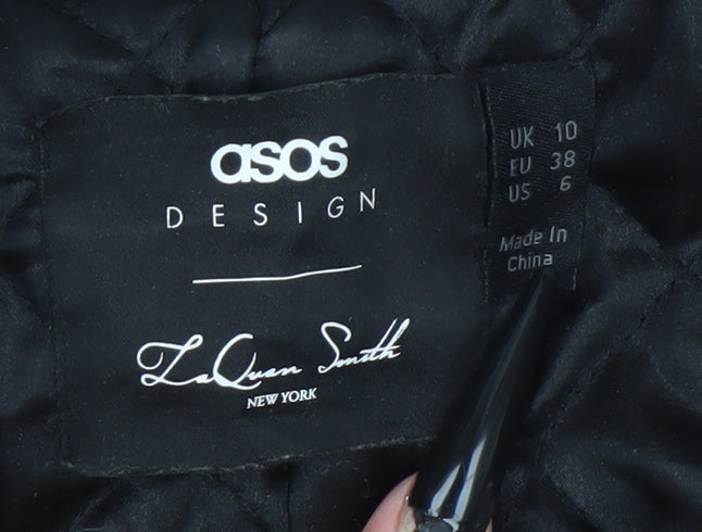 ASOS DESIGN Women Black Cropped Bomber Jacket UK 10 Quilted Zip Style