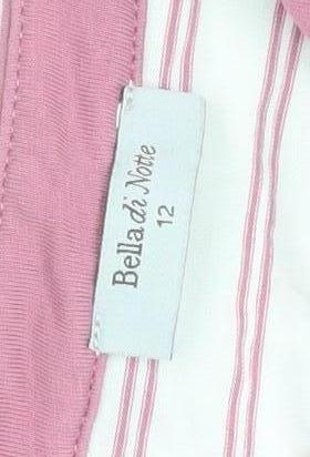 Bella di Notte Women Pink Striped Cotton T-Shirt Dress Size 12