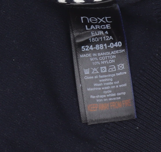 Next Men's Black Geometric Collared Cotton Knit Jumper Size L