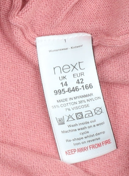 Next Women Pink Colour Block Crew Neck Jumper Size 14