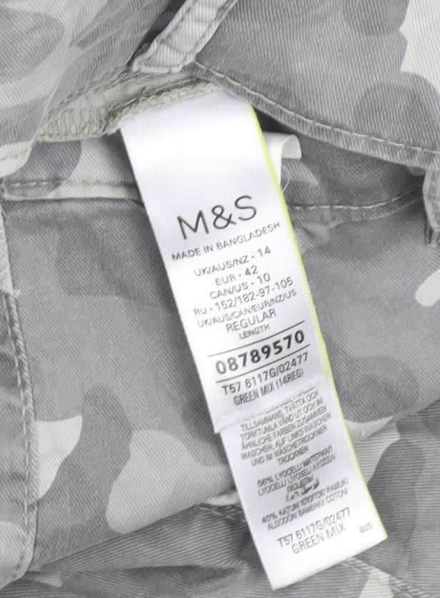 Marks and Spencer Womens Grey Camouflage Cargo Trousers Size 14