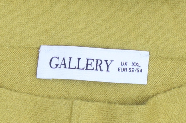 Gallery Womens Yellow 2XL Mock Neck Relaxed Fit Knit Jumper