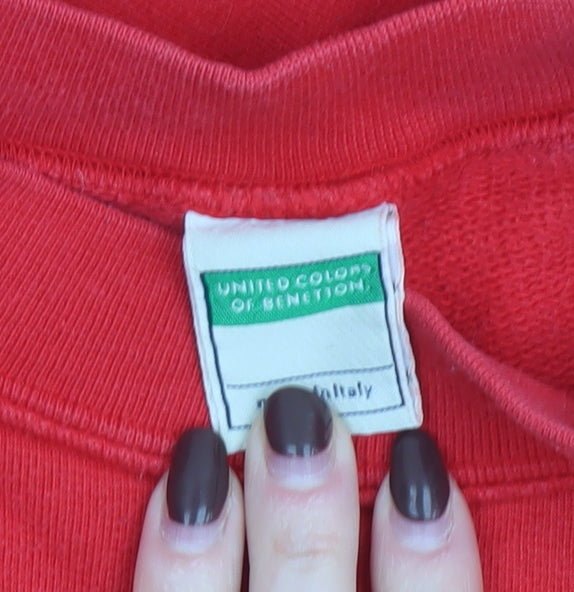 United Colors of Benetton Mens Red Small Crew Neck Pullover Sweatshirt