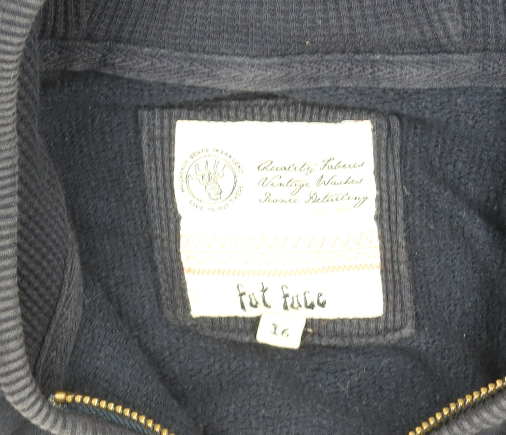 Fat Face Women’s Navy Full Zip Hoodie Size 16 Cotton Blend Casual Warm