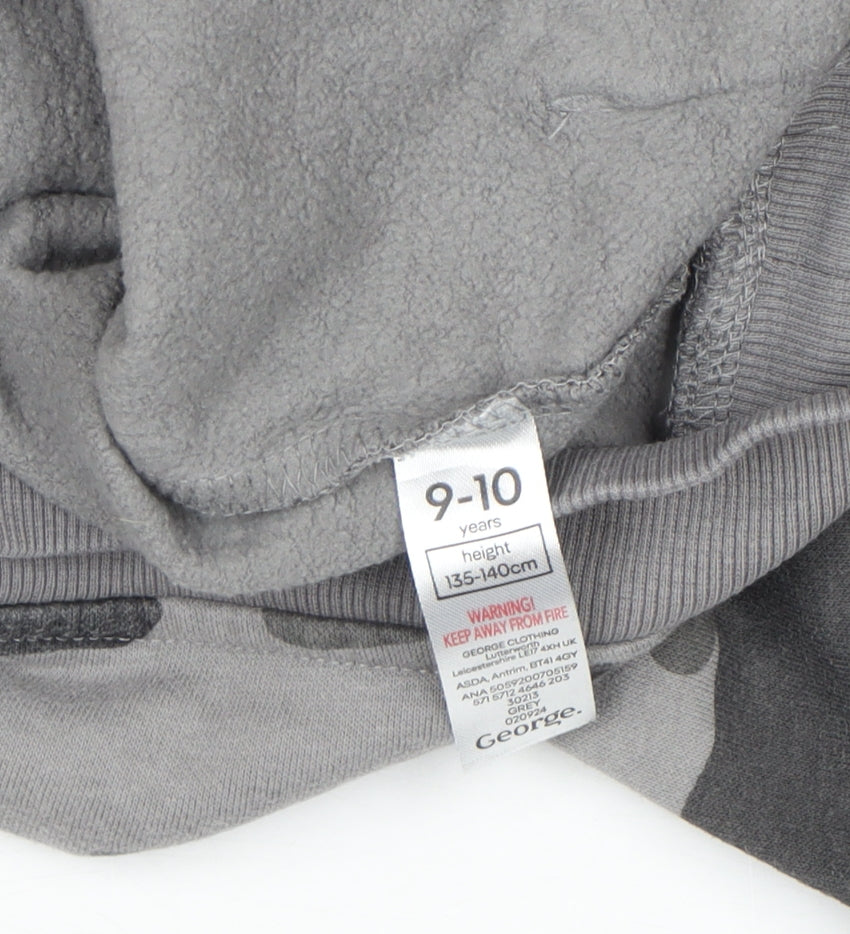 George Boys Grey Camouflage Pullover Hoodie 9-10 Years Cotton Blend