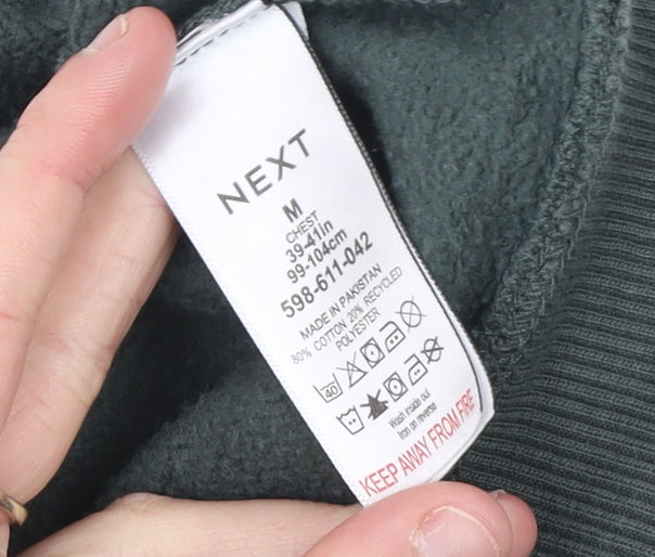 Next Men's Green Pullover Sweatshirt Medium Crew Neck Cotton Blend