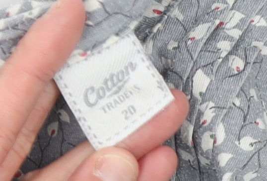 Cotton Traders Women Blue Floral Long Sleeve Tunic Blouse Size 20