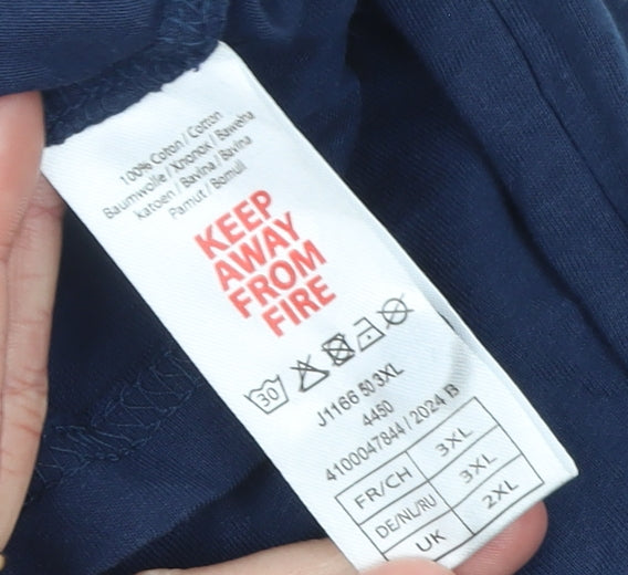 Atlas for Men Blue Long Sleeve Cotton Polo Shirt Men 2XL Regular Fit