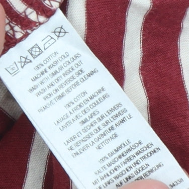 French Connection Men's Red Striped Long Sleeve Cotton T-Shirt XS