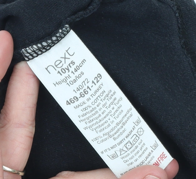 Next Boys Black Gamer Graphic T-Shirt 10 Years Cotton Short Sleeve