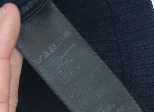 Urban Outfitters Women’s Blue Ribbed Long Sleeve Cropped Top XS