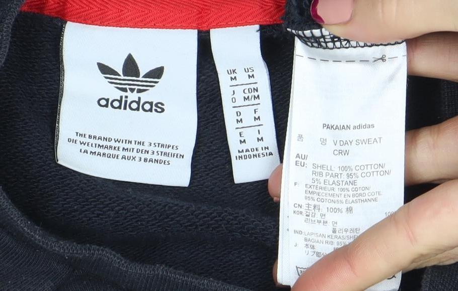 adidas Men's Black Crew Neck Pullover Sweatshirt Size M