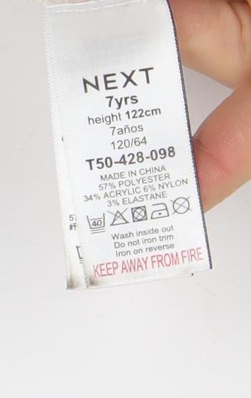 Next Girls Beige Sequin Star Jumper Pullover Knitwear 7 Years