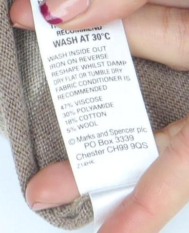 Marks and Spencer Women’s Beige Striped Scoop Neck Cardigan Size 18