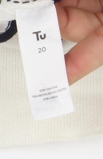 TU Women’s White Striped Collared Sleeveless Knit Top Size 20