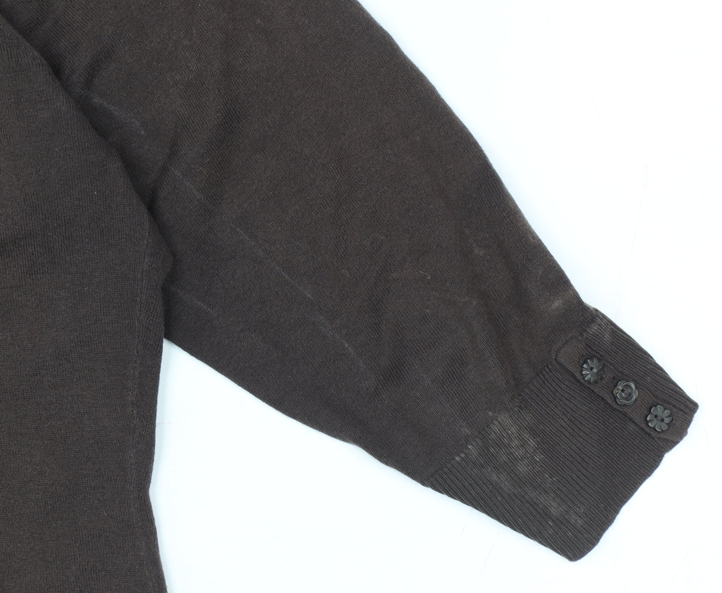 Monsoon Women Brown Knit Button-Up Cardigan Size 16 V-Neck