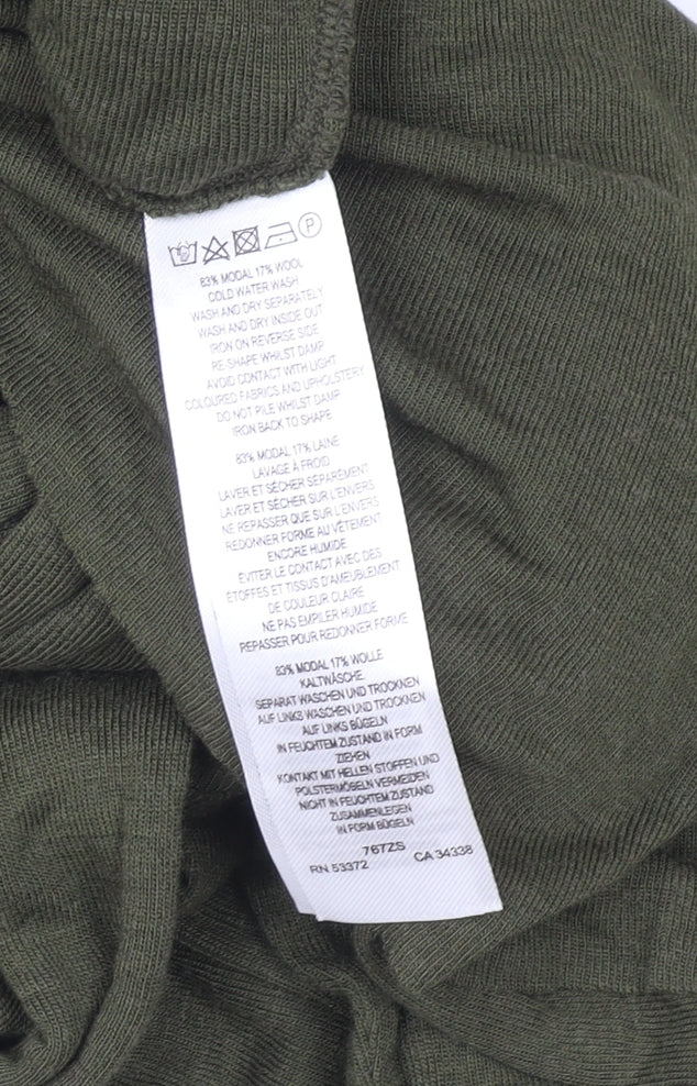 French Connection Women's Green Roll Neck Wool Blend Long Sleeve Top XS