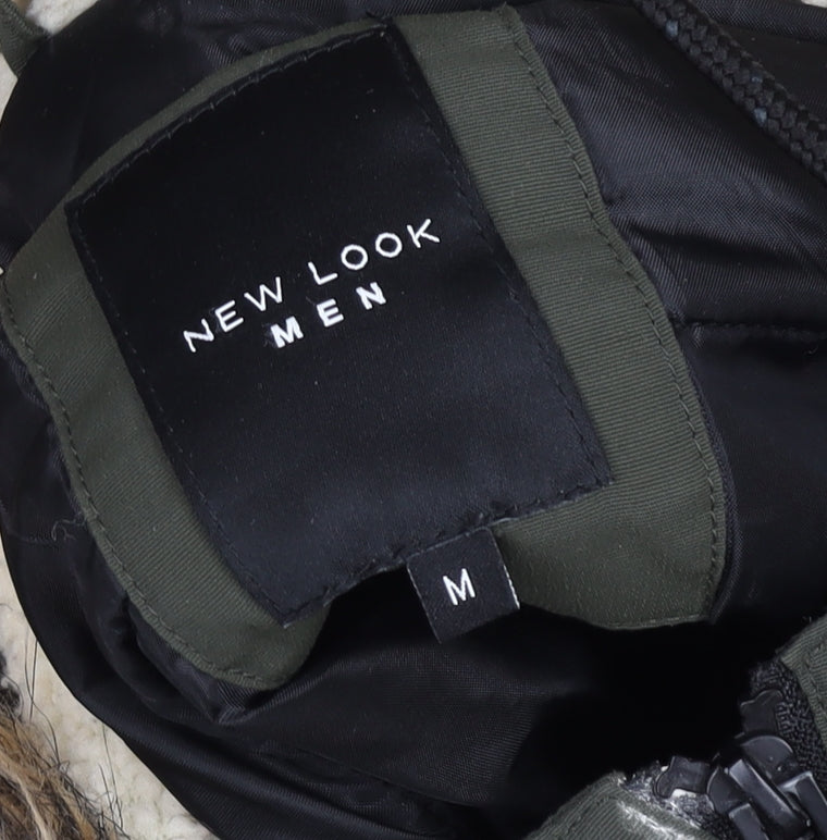 New Look Men Green M Parka Coat Hooded Faux Fur Trim Winter Jacket