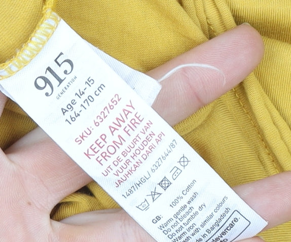 New Look Girls Yellow Friends Graphic T-Shirt Age 14-15 Years Cotton