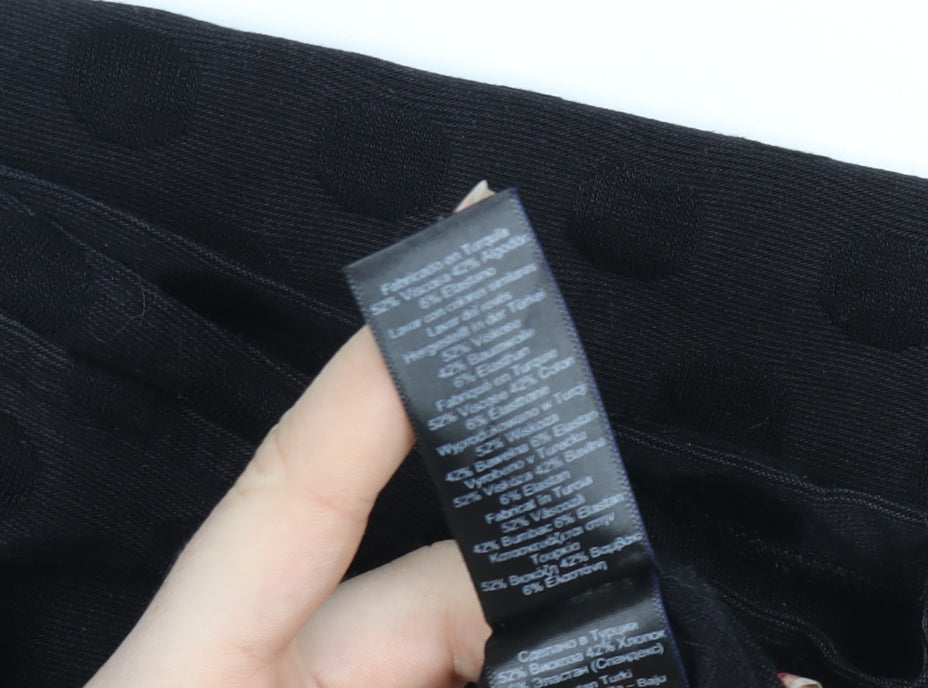 Next Womens Black Polka Dot Short Sleeve T-Shirt Size 16