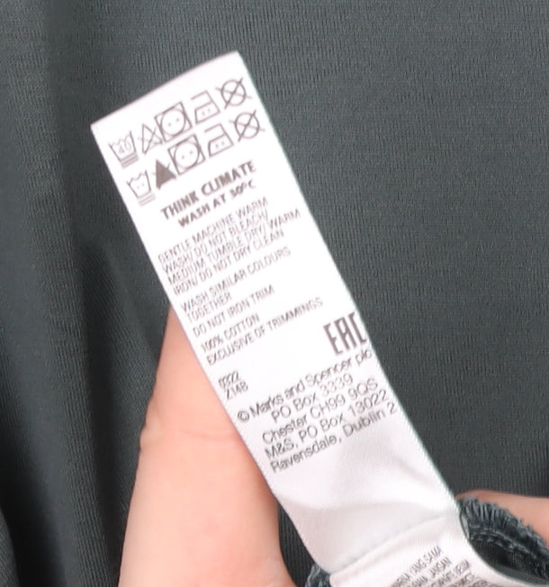 Marks and Spencer Autograph Men's Green Supima Cotton 1/4 Zip Polo Shirt L