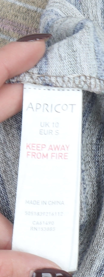 Apricot Women's Multicoloured Striped Knit A-Line Dress UK 10 Long Sleeve