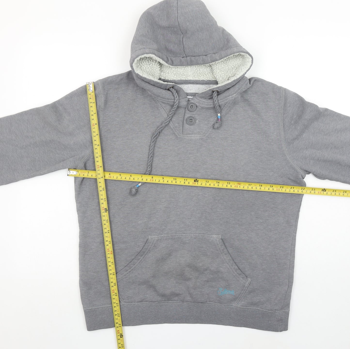 Saltrock Women Grey Henley Hoodie Size 14 with Kangaroo Pocket