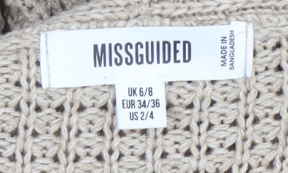 Missguided Women’s Beige Long Knit Open Coatigan Size 6