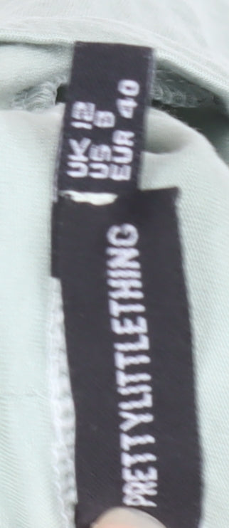 PrettyLittleThing Women’s Sage Green Long Sleeve Bodysuit Size 10