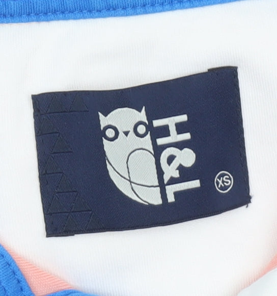 H&L Men’s Pink White Striped Long Sleeve Polo Shirt XS