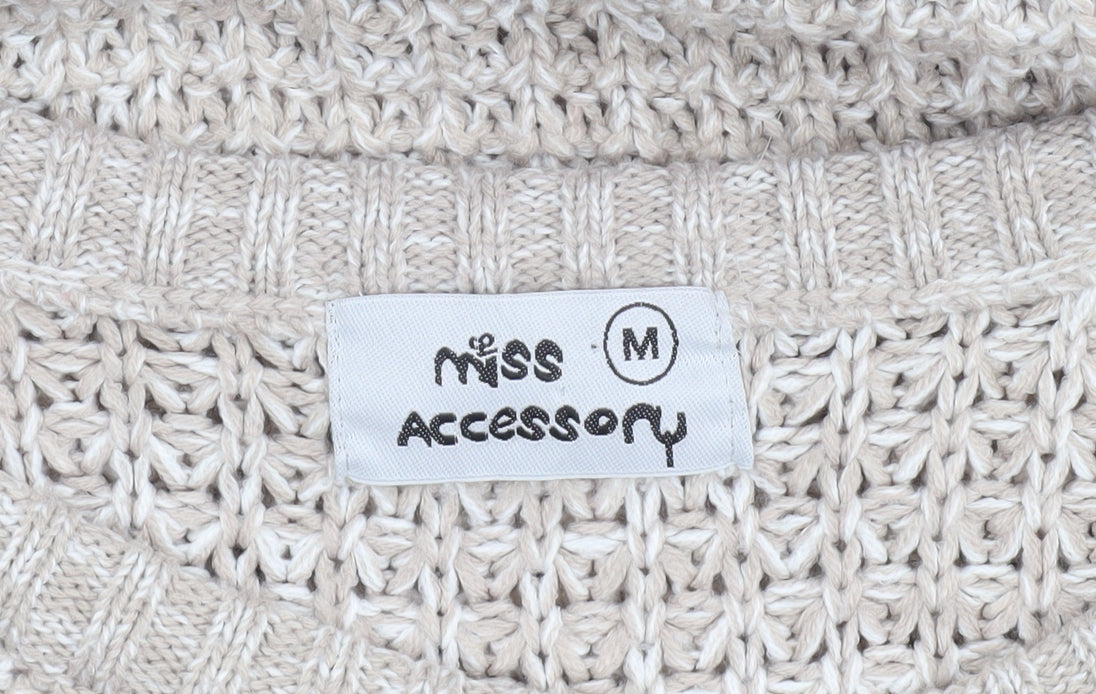 Miss Accessory Women’s Beige Chunky Knit Crew Neck Jumper Size M