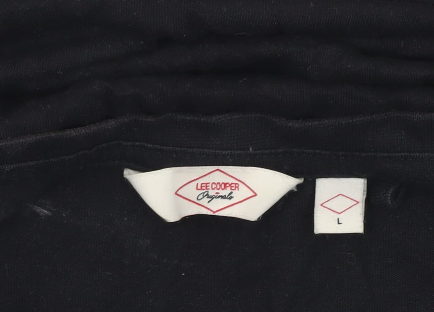 Lee Cooper Men's Black V-Neck Short Sleeve Cotton T-Shirt Size L