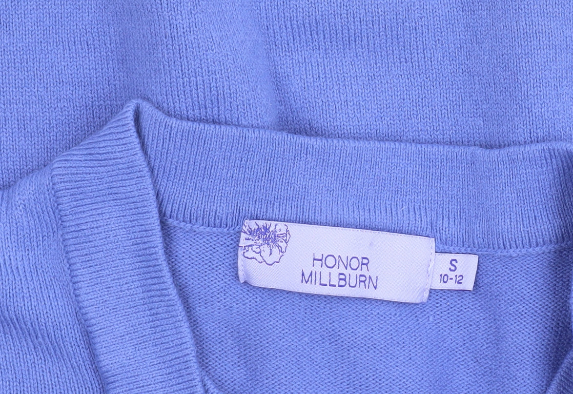 Honor Millburn Women's Blue Striped Open Knit Cardigan Size S 10-12