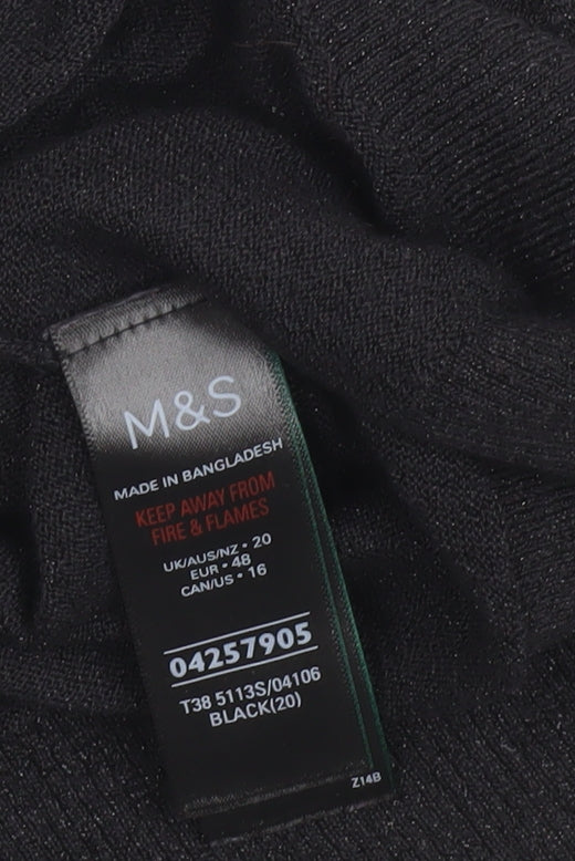 Marks and Spencer Women's Black Long Sleeve Cardigan Size 20