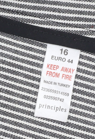 Principles Women’s Black Pinstripe Blazer Size 16 Tailored 3/4 Sleeve Jacket