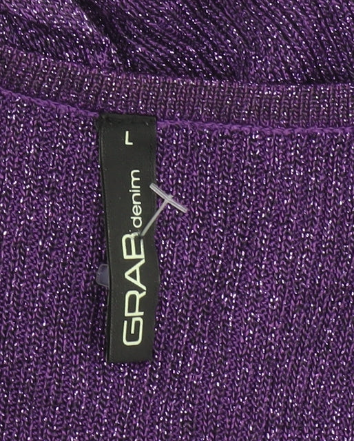 GRAB Denim Women Purple Knit Fit & Flare Party Dress L