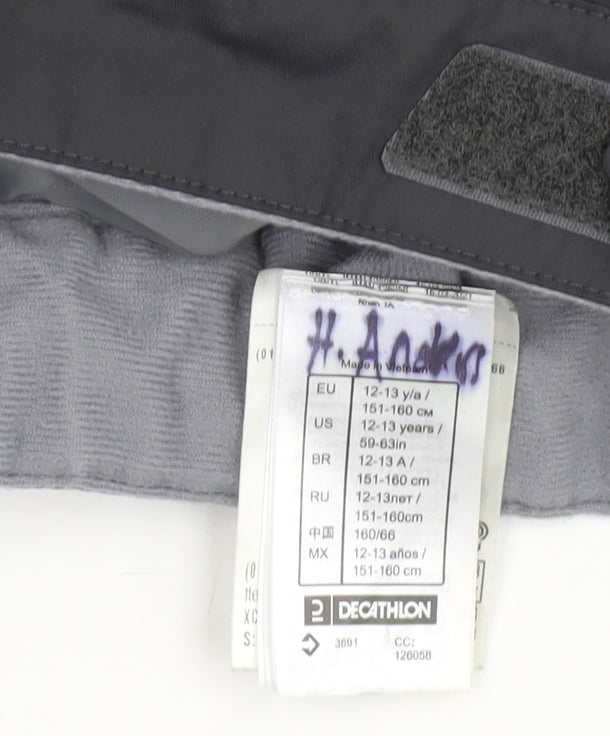 Decathlon Boys Black 12-13 Years Insulated Waterproof Snow Pants