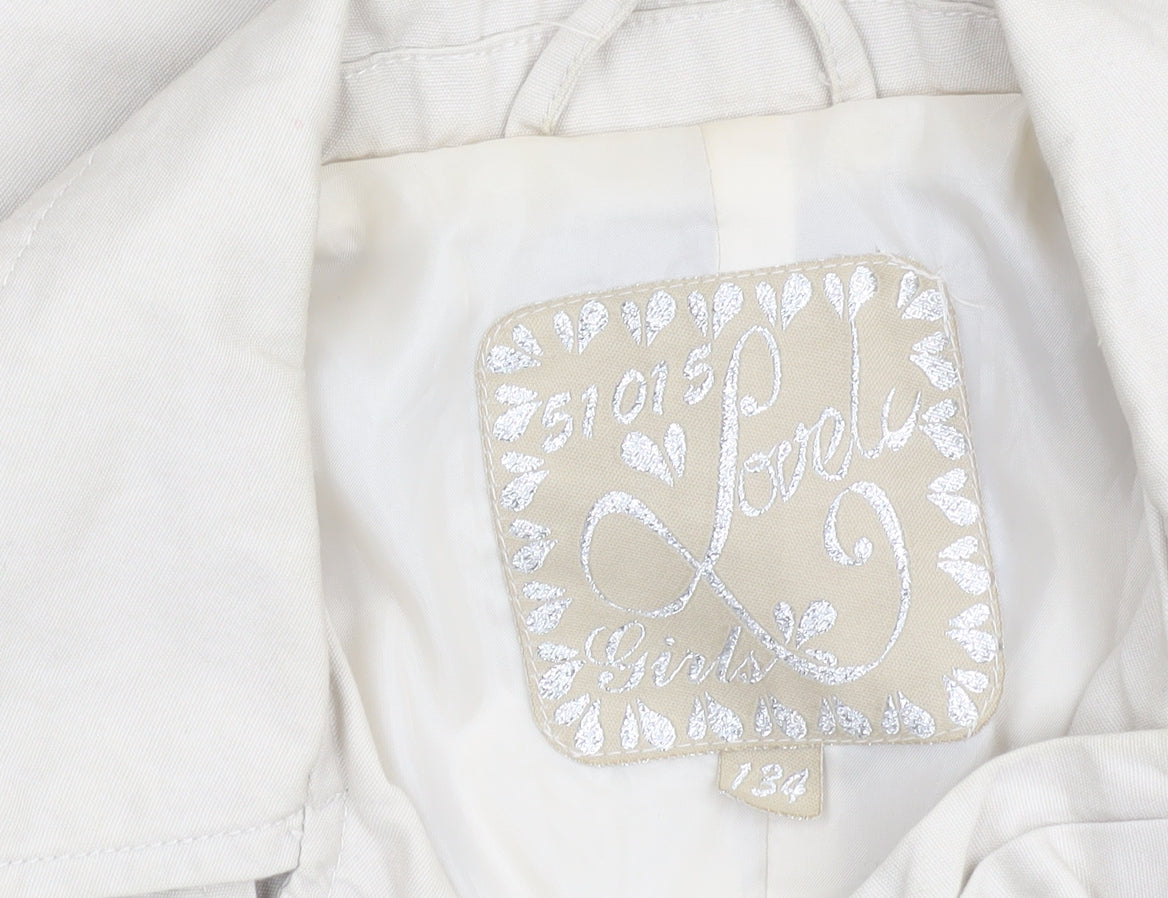 51015 Lovely Girls Beige Trench Coat 9 Years Double-Breasted Mid-Length