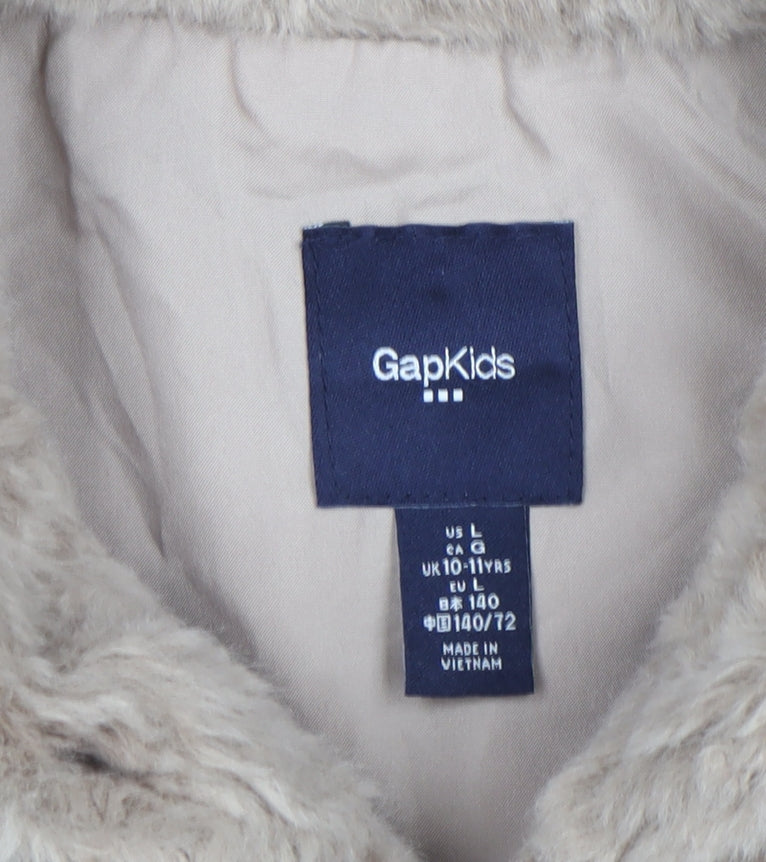 GapKids Girls Beige Faux Fur Waistcoat UK 10-11 Years Lined Winter Vest