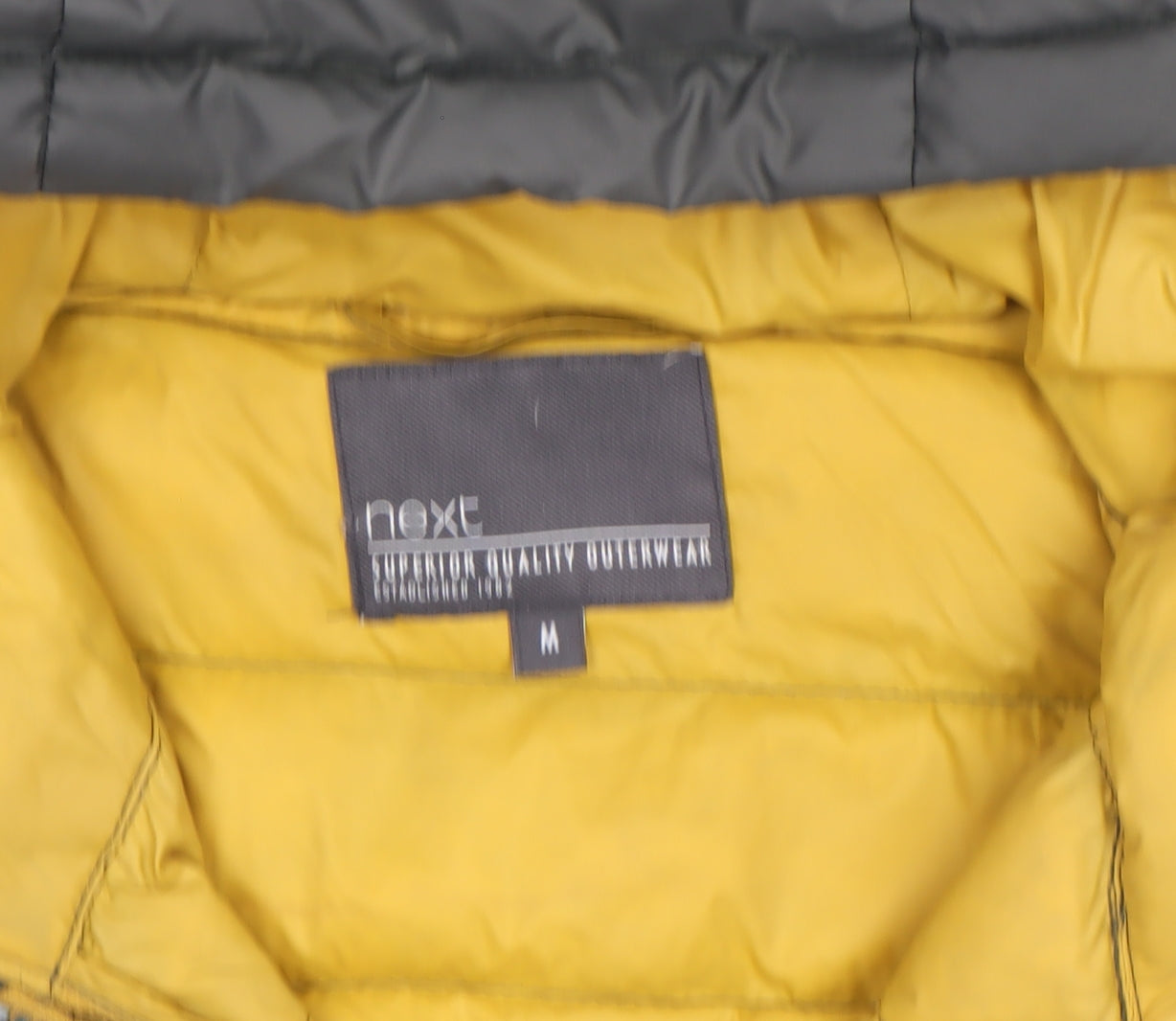 Next Men's Green Puffer Jacket Hooded Medium Down Lightweight