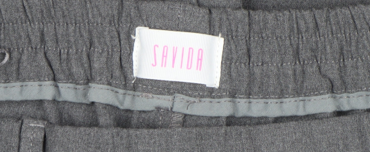 Savida Women’s Grey Cropped Tapered Viscose Trousers Size 12
