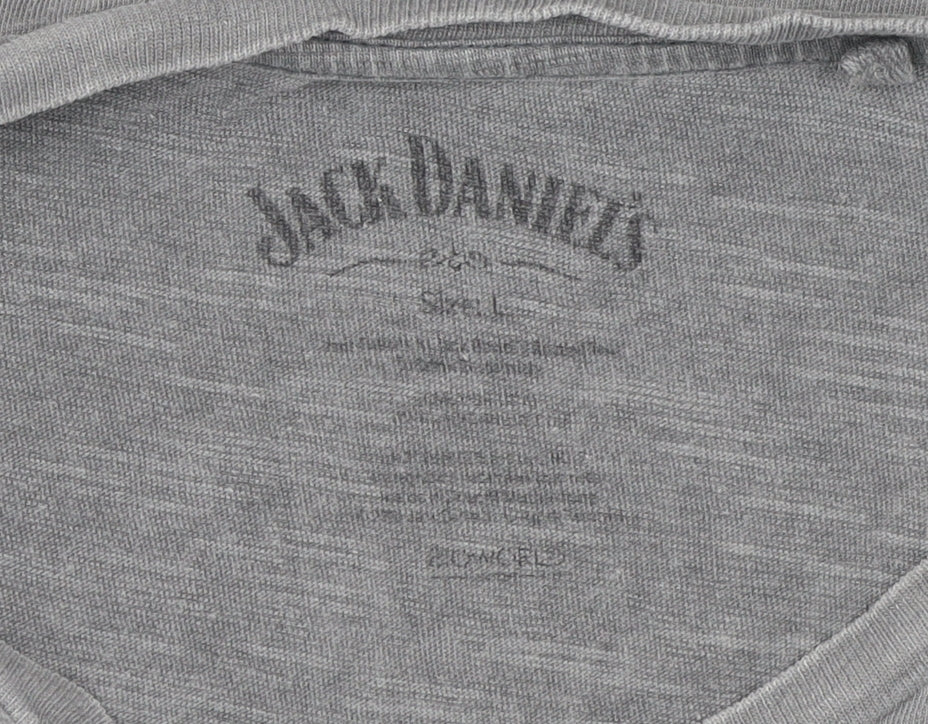 Jack Daniel's Men's Grey Graphic T-Shirt Size L Regular Fit