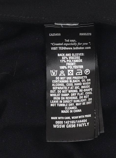 Ted Baker Women’s Black Size 10 Open Knit Long Sleeve Cardigan