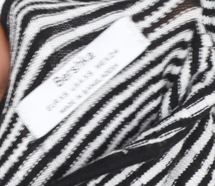 Bershka Womens Black White Striped Roll Neck Long Sleeve Top XS