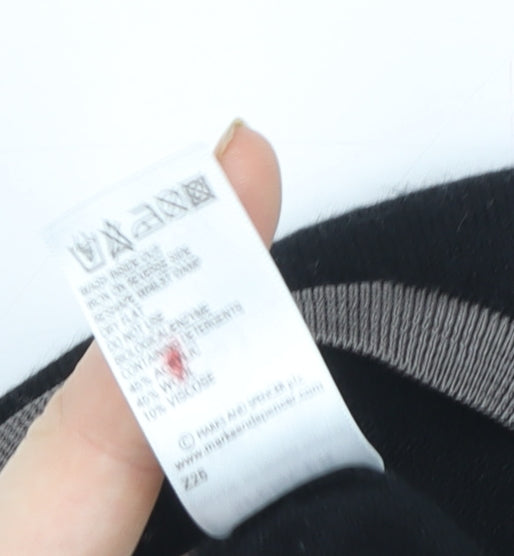 Marks and Spencer Women's Black Beaded Wool Blend Short Sleeve Knit Top Size 12