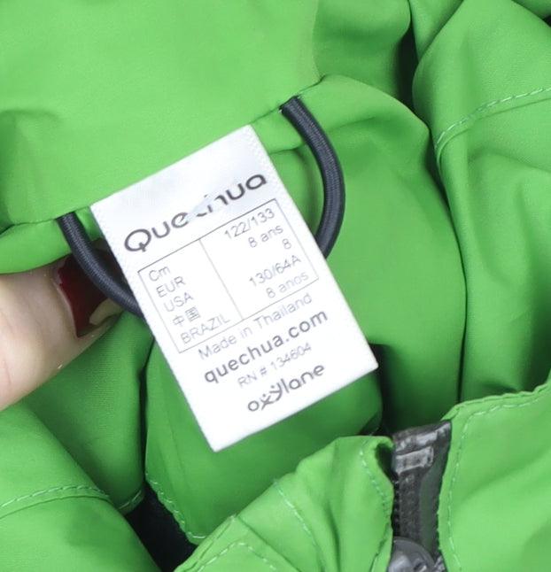 Quechua Boys Green Waterproof Ski Jacket 8 Years Hooded Winter Coat