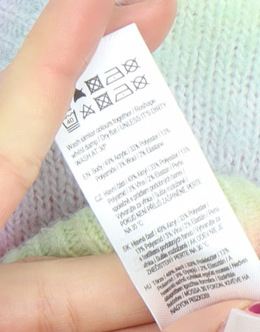 F&F Girls Multicoloured Rainbow Pullover Jumper Size 8-9 Years Crew Neck